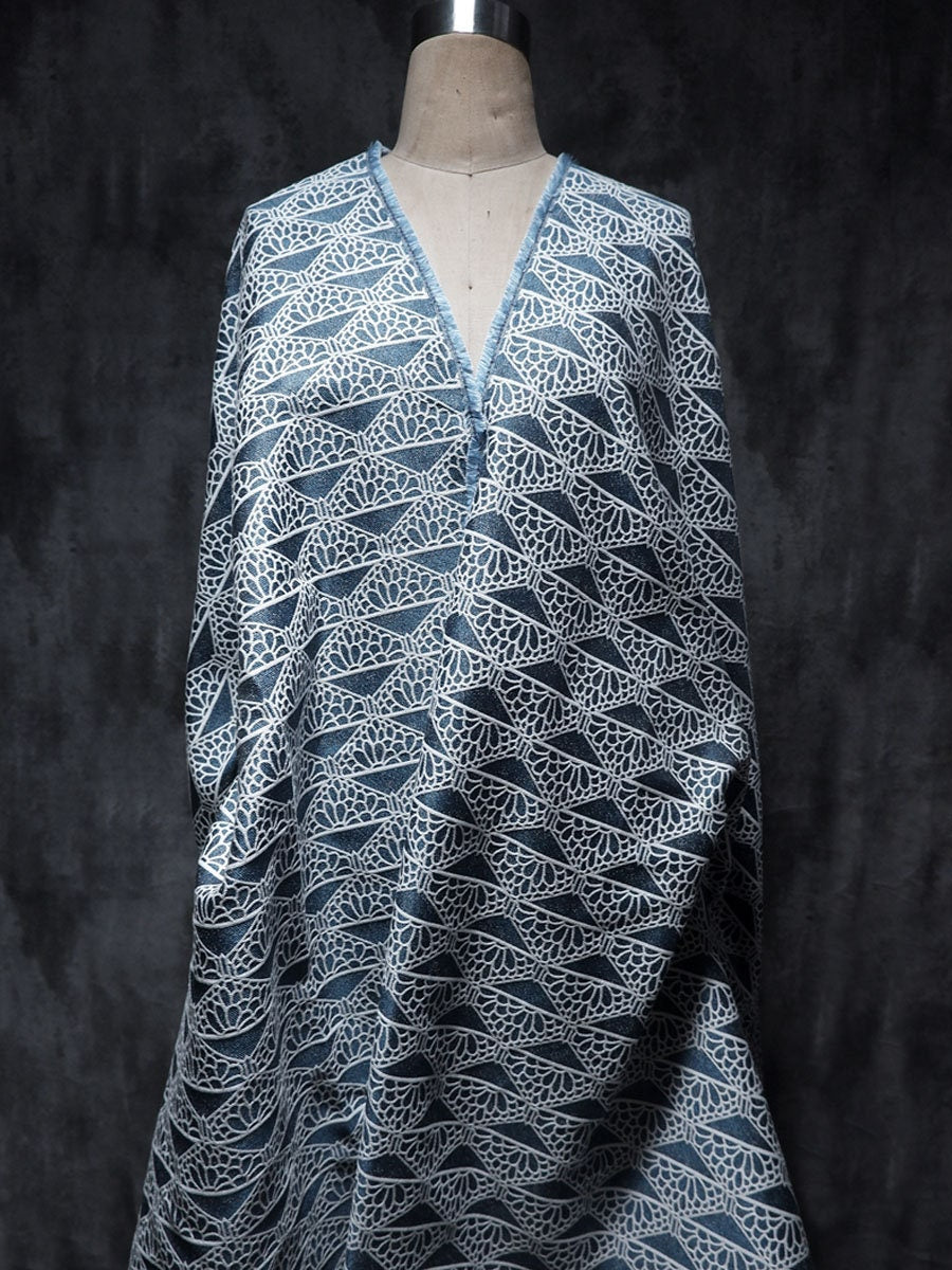 Jacquard Denim Fabric: Linear Crown Pattern, Upholstery & Sewing (57")