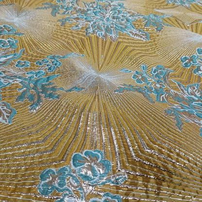Metallic Brocade Fabric: 52"W Damask Jacquard with Gold Thread
