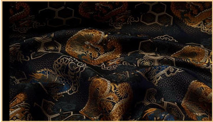 Nishijin Brocade Fabric ��� Navy Chrysanthemum Dragon Kimono Ma