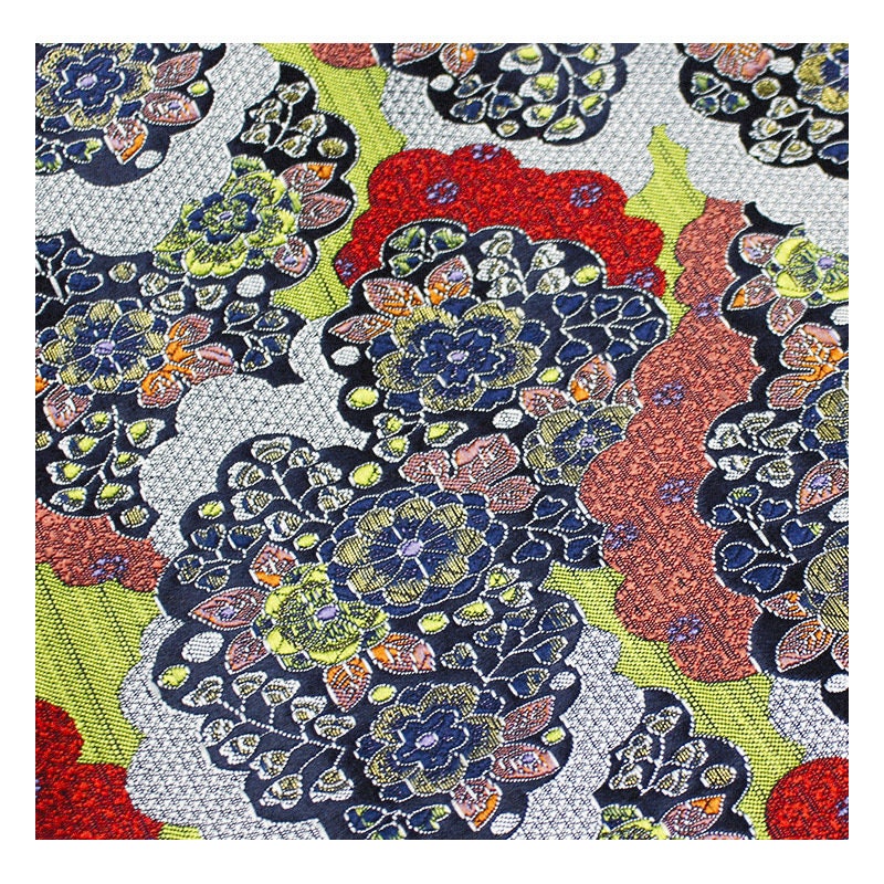 Nishijin Floral Kinran Fabric: Japanese Silk Brocade Damask - By The Meter