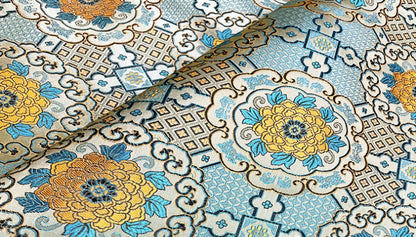 Tissu brocart impérial : Soie jacquard tibétaine faite main (au mètre)