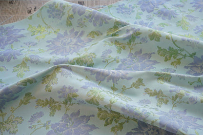 Blue Floral Jacquard Fabric with Gold Foil: 63" Wide Upholstery Fabric