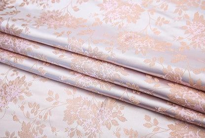Silk Brocade Fabric: Rose Flower Jacquard, 45" Wide - By The Meter