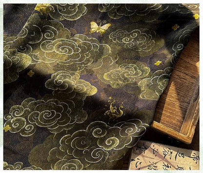 Butterfly Jacquard Silk Fabric ��� Yun Pattern Xiangyun Rayon Ble"W