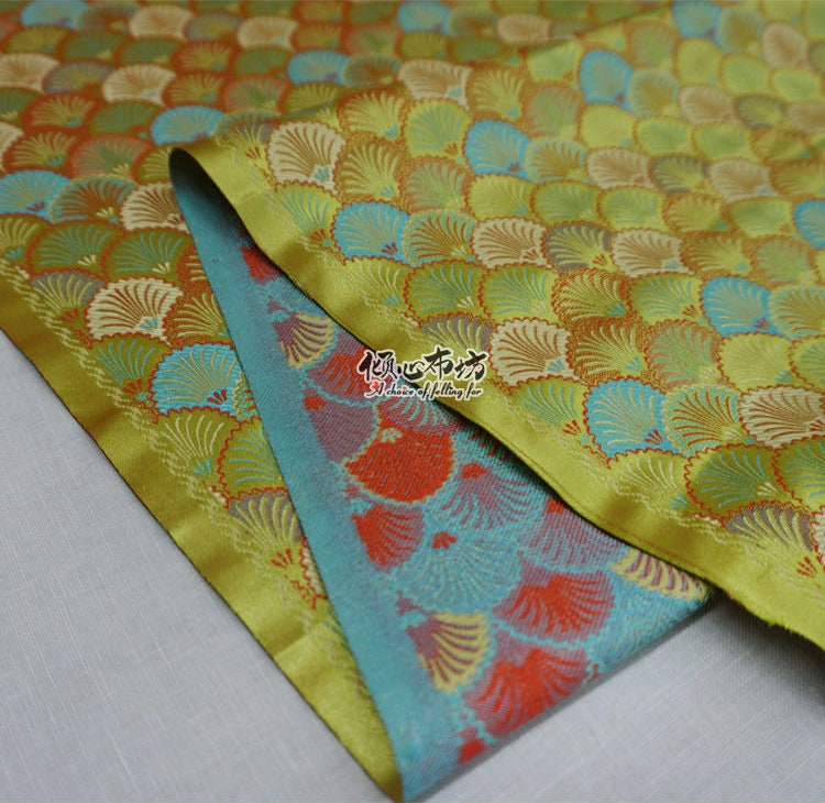 Japanese Shell Kinran Brocade Fabric: Silk Rayon Blend, 29.5�ï