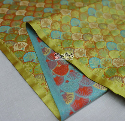 Japanese Shell Kinran Brocade Fabric: Silk Rayon Blend, 29.5�ï