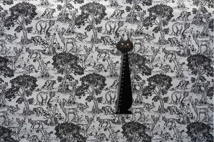 Tissu jacquard noir et blanc à motif zoo : mélange de rayonne pour ameublement, 140 cm de large