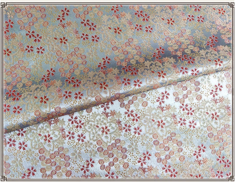 Tissu Nishijin-ori à fleurs de cerisier : brocart de soie japonais Kinran pour kimono