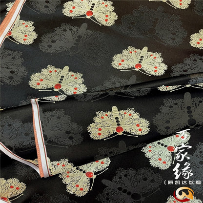 Butterfly Brocade Fabric: Natural Silk Cotton Damask (29.5"W)