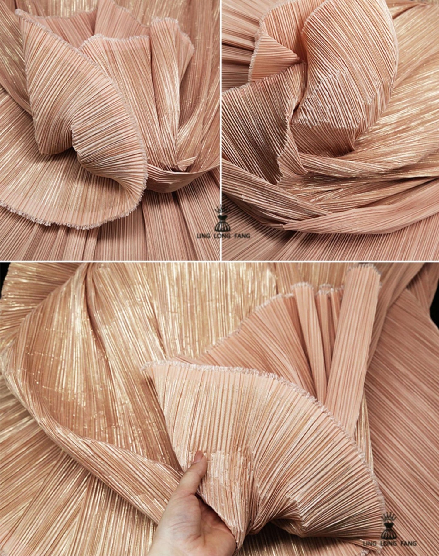 Pleated Crepe Fabric: 59"W Shiny Polyester for DIY Decor & Costume