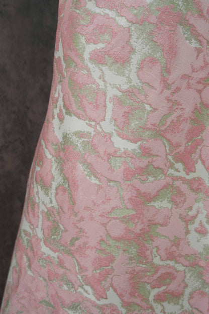 Pink Floral Jacquard Fabric: Retro Style Upholstery & Sewing, 60" Wide