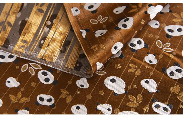 Panda Brocade Satin Fabric: Japanese Style Sewing Material (59" or 29.5" Width)