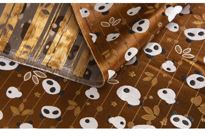 Panda Brocade Satin Fabric: Japanese Style Sewing Material (59" or 29.5" Width)