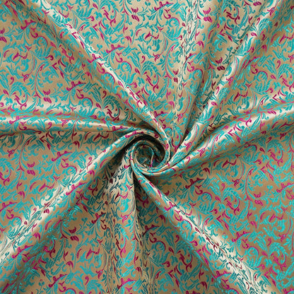 Tissu brocart bleu sarcelle et violet : jacquard Renaissance, 150 cm de large