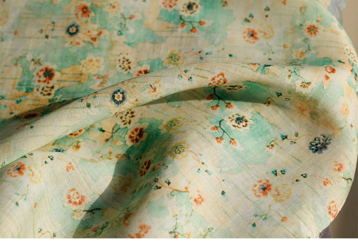 Floral Ramie Fabric: Soft Clothing & Home Textile, 55"W