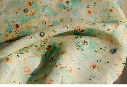 Floral Ramie Fabric: Soft Clothing & Home Textile, 55"W