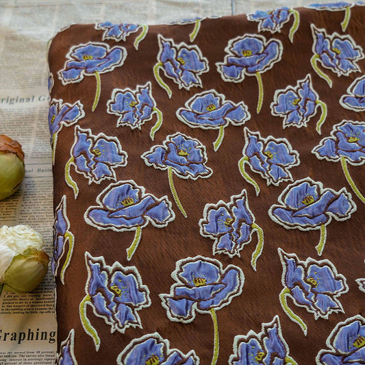 Tissu jacquard tissé à motif floral : ameublement en relief 3D, costumes, couture DIY (55 po L)