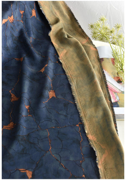 Deep Blue Shattered Clouds Cotton Sateen Fabric: 55" Wide, Drapery, Upholstery