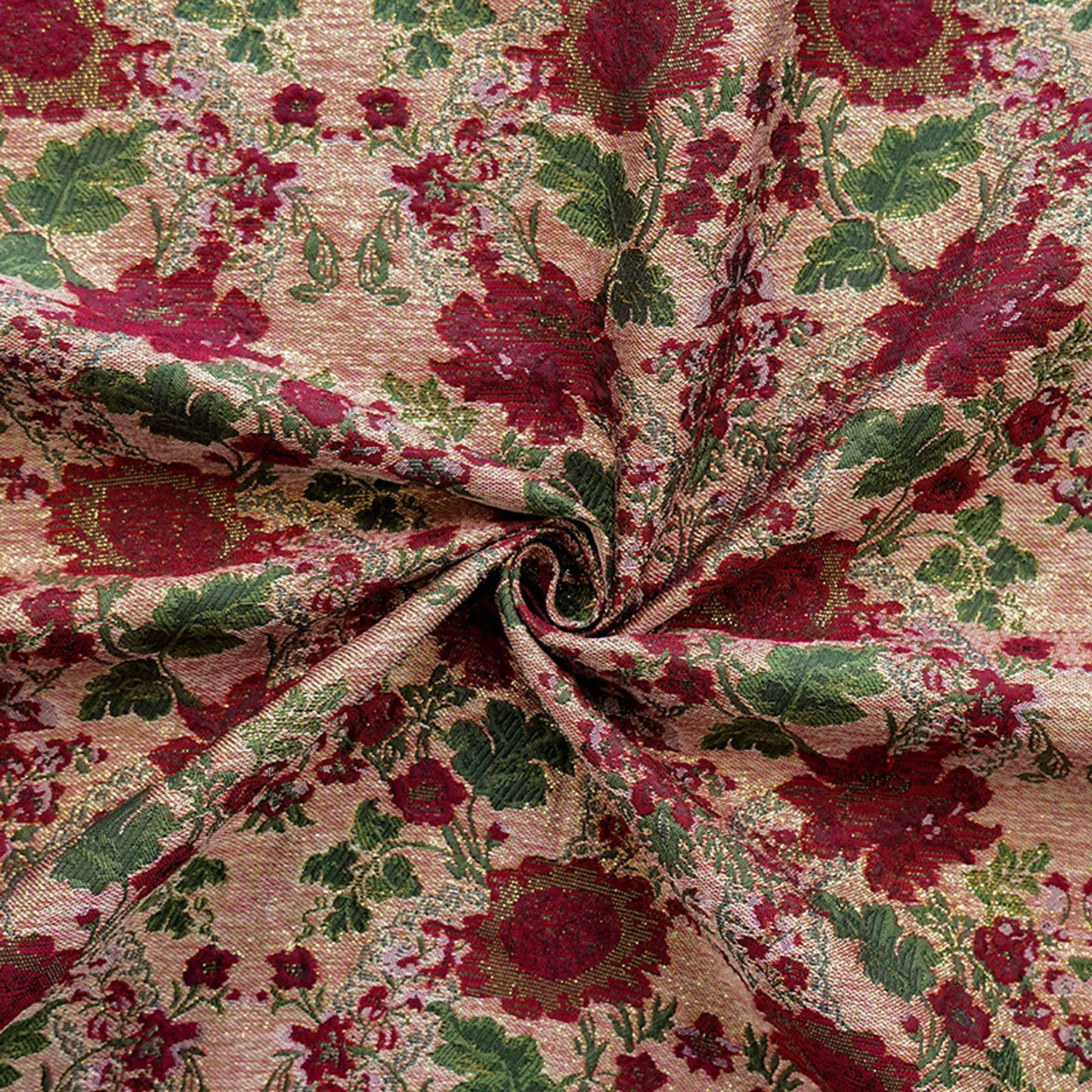 Vintage Floral Brocade Fabric: Gold Thread Embossed Jacquard, Palace Style (58" Wide)