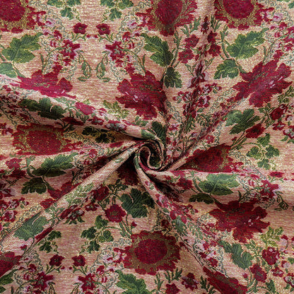 Vintage Floral Brocade Fabric: Gold Thread Embossed Jacquard, Palace Style (58" Wide)