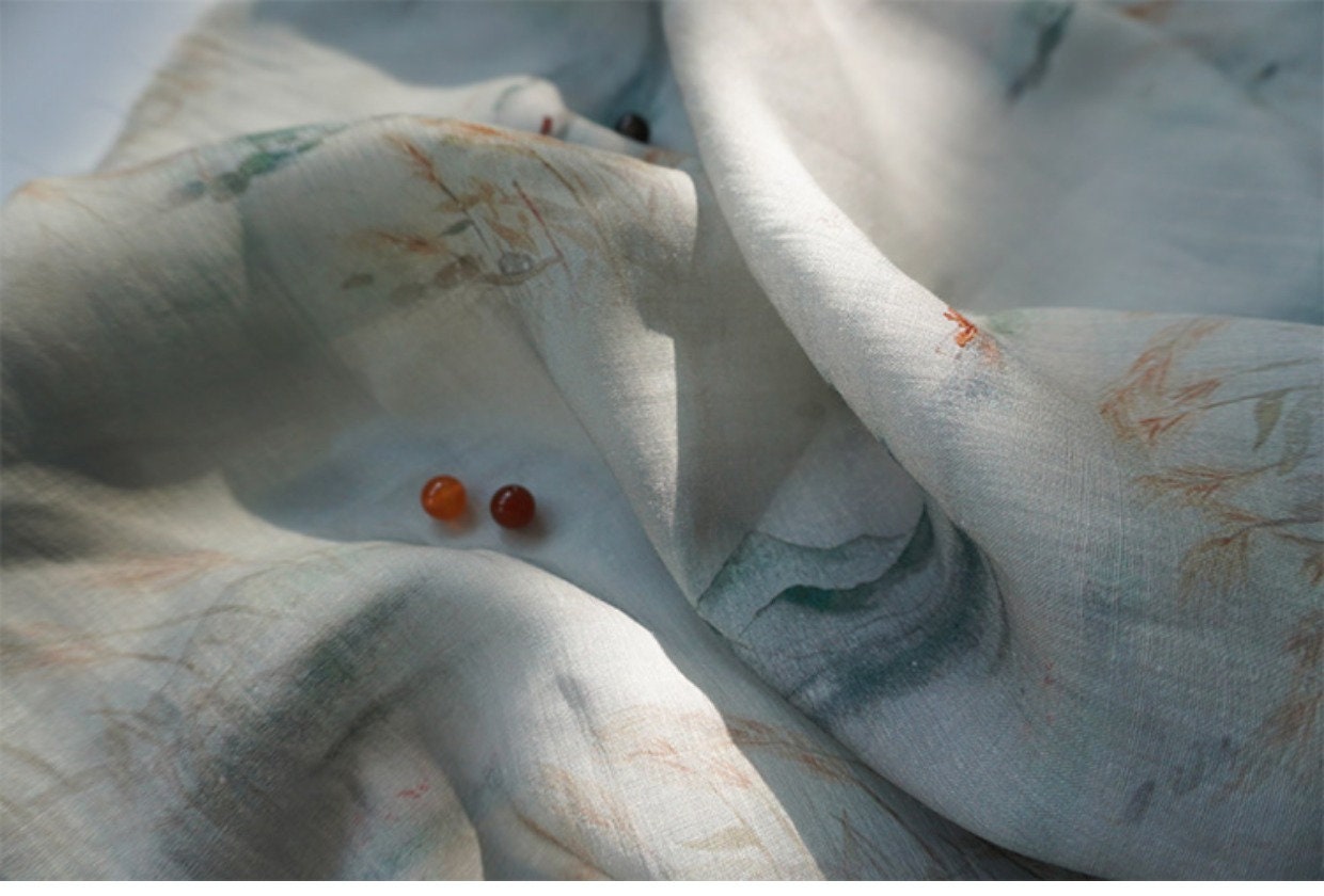 Ramie Fabric: Fengshui Drawing, Soft Home Textile (55"W)