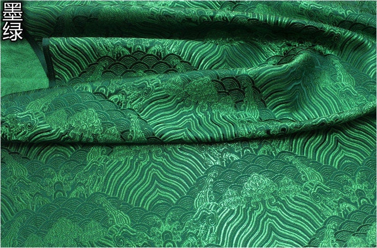 Ocean Waves Silk Rayon Brocade Fabric: Upholstery, Costume, Decor
