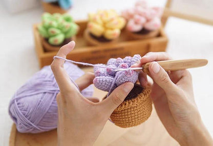 Kit de crochet DIY pour succulentes : Matériel pour bouquet de fleurs tissées à la main