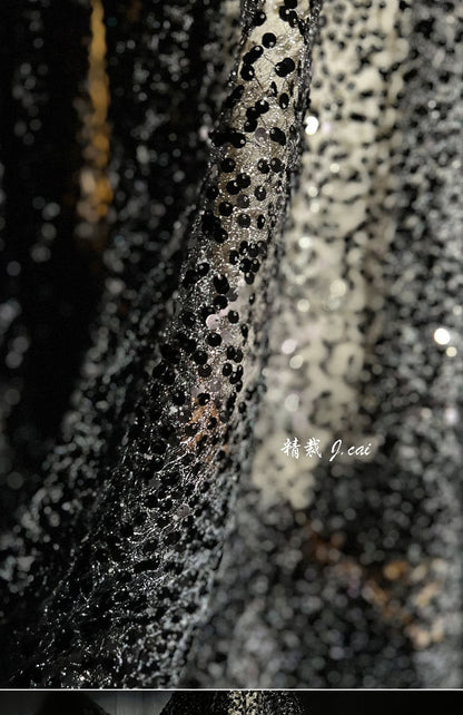 Fish Scale Sequin Mesh Fabric, 59"W Laser Jacquard, Prom Dress Sewing