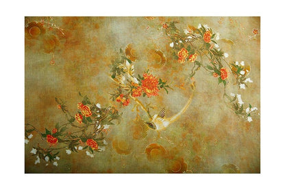 Tissu ramie peint à l'encre de Dunhuang : motif floral, 145 cm de large