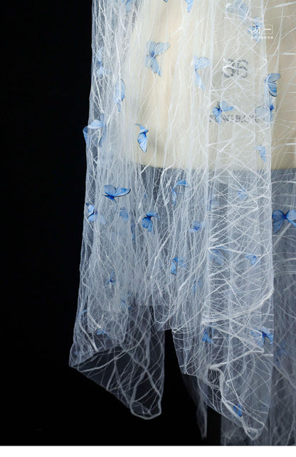 Butterfly Embroidered Sequin Tulle Mesh Fabric - 62" Wide