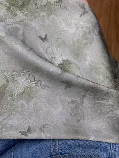 Tissu jacquard en rayonne à motif médaillon chinois et feuille d'or métallisée