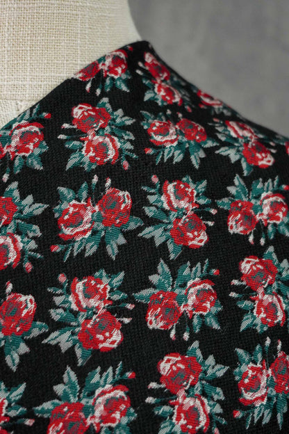 Tissu jacquard à motif floral : design rétro 3D, largeur 142 cm (56 po) - Vendu au mètre