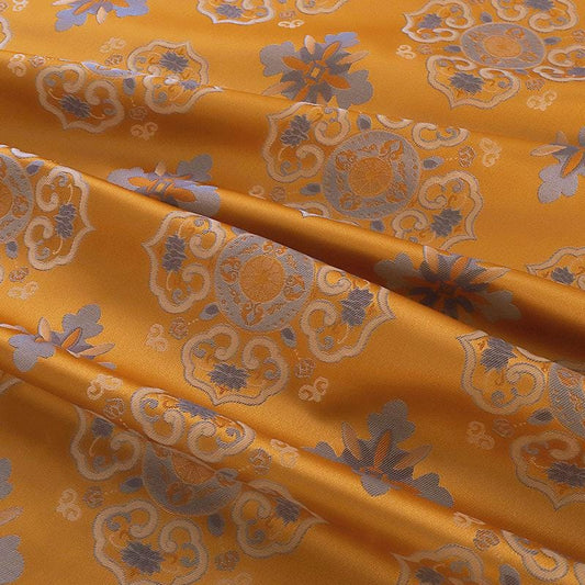 Tissu jacquard damassé tibétain 55 po de large : décoration bouddhiste, costumes, ameublement - Au mètre