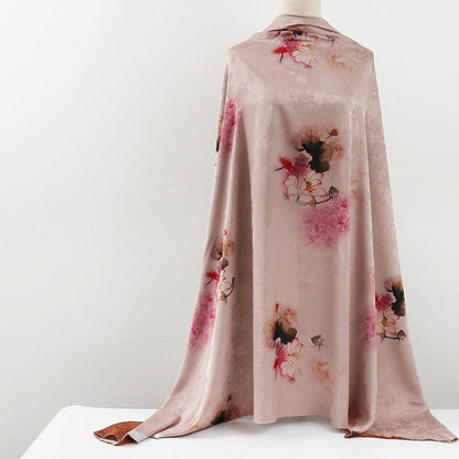Lotus Tea Satin Fabric: Digital Print Sewing Material, 59"W