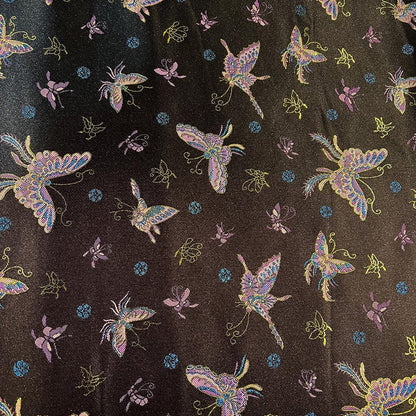 Butterfly Brocade Fabric, Black & Gold Foil, Chinese Wedding Fabric