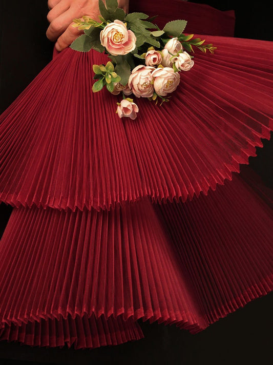 Pleated Hard Yarn Tulle Fabric: 63" Wide Designer Material