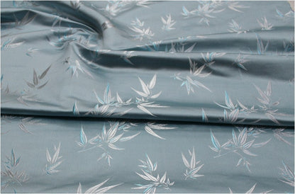 Leaves & Flower Brocade Fabric: Silk Rayon Blend, 29.5" Wide