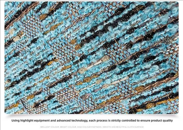 Coarse Woven Tweed Fabric: Blue Sequin Sparkle, 59" Wide