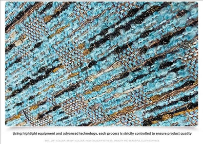 Coarse Woven Tweed Fabric: Blue Sequin Sparkle, 59" Wide