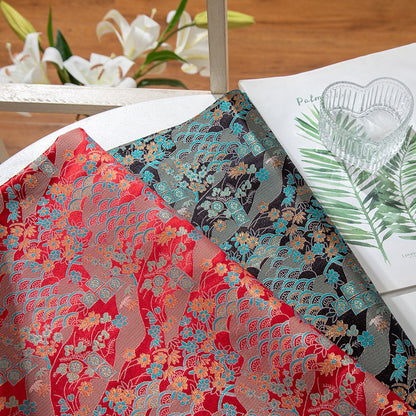 Tissu brocart de soie à motif floral : 57 po de largeur, pour ameublement de cheongsam