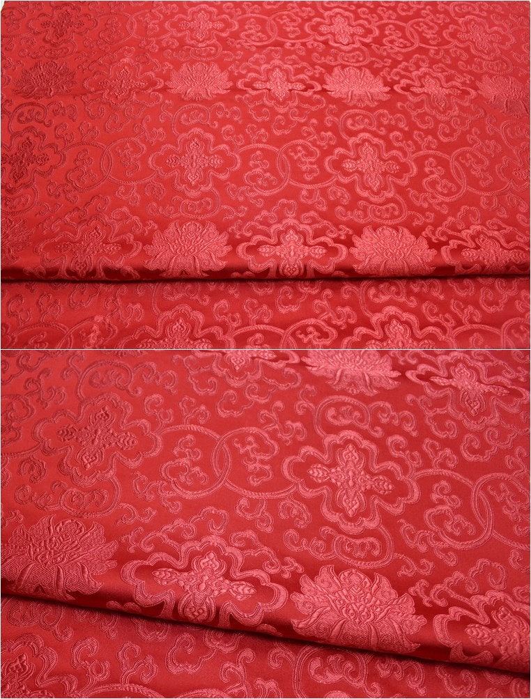 Chinese Medallion Brocade Fabric: Purple, Royal, Turquoise - 29.5" Wide