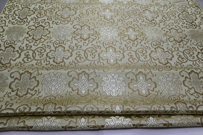 Chinese Medallion Brocade Fabric: 35" Wide, Silk Blend