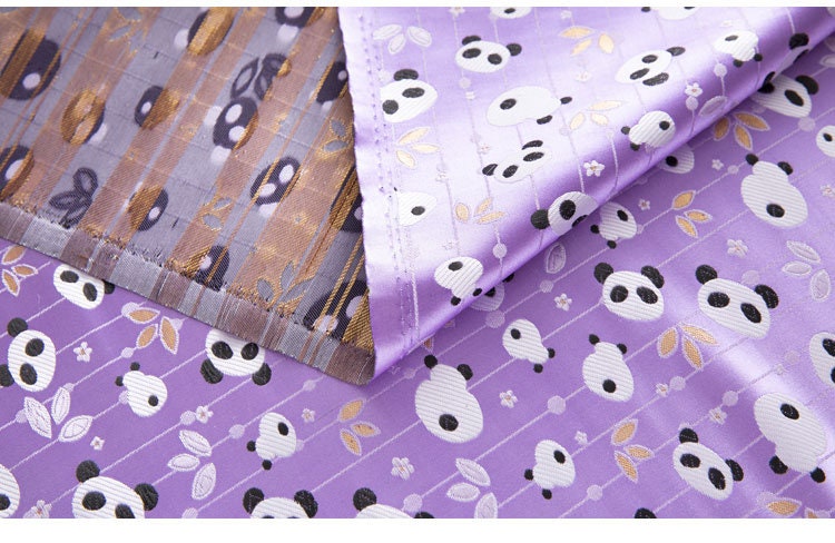 Panda Brocade Satin Fabric: Japanese Style Sewing Material (59" or 29.5" Width)