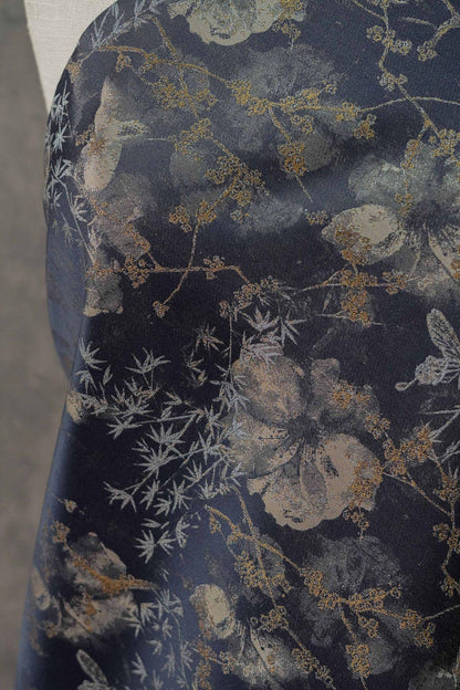 Bamboo Leaf Floral Brocade Fabric ��� Watercolor Jacqua" Wide