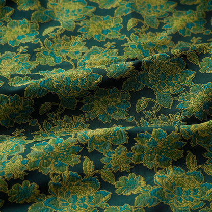 Green Floral Jacquard Damask Fabric: 55"W Oriental Costume Decor