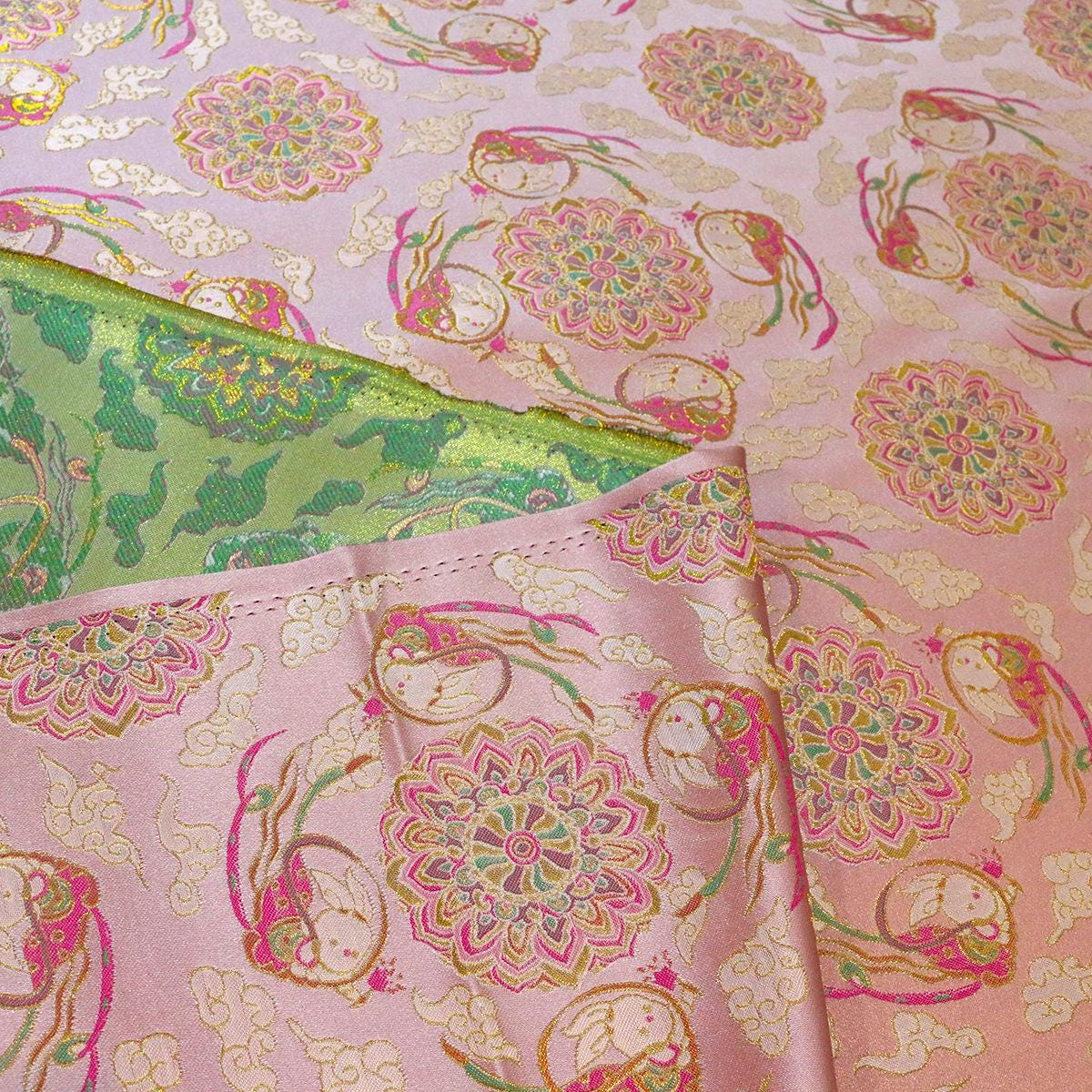 Mongolian Bada Rayon Fabric: Tibetan Caisson Pattern, 59"W