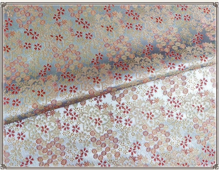 Tissu Nishijin-ori à fleurs de cerisier : brocart de soie japonais Kinran pour kimono
