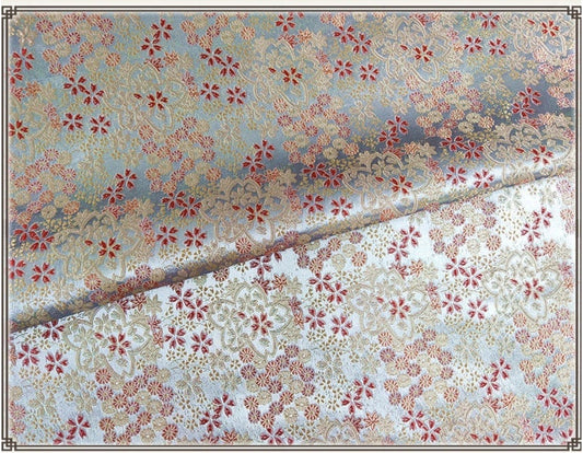 Cherry Blossom Nishijin-ori Fabric: Japanese Silk Brocade Kinran for Kimono