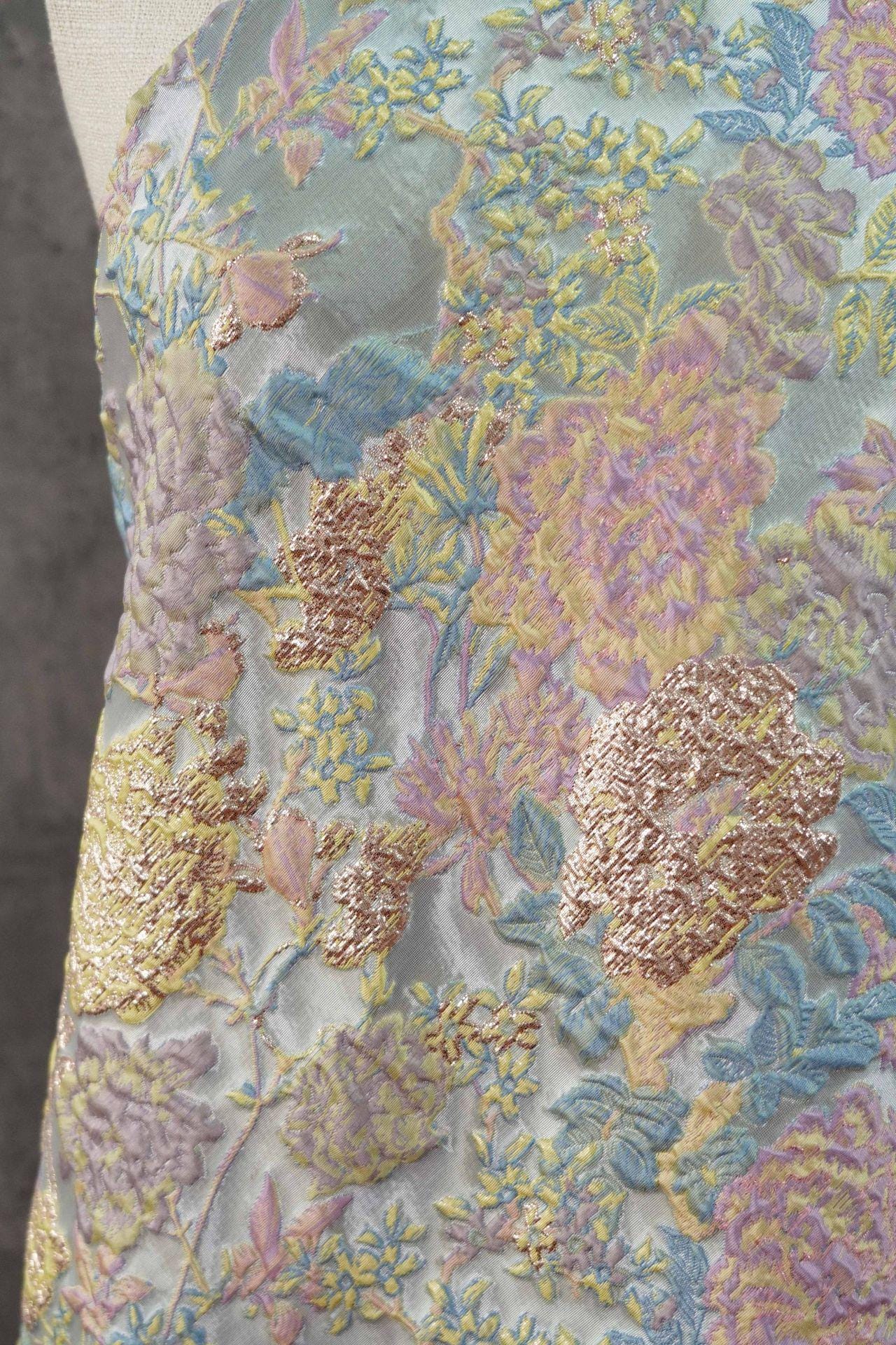 Floral Jacquard Fabric ��� Gold Embellish" Wide