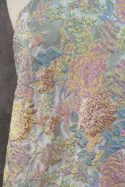 Floral Jacquard Fabric ��� Gold Embellish" Wide